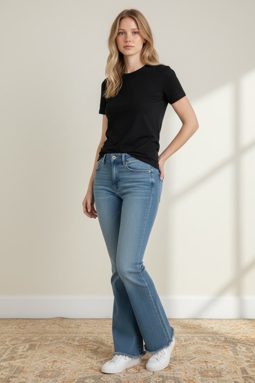 American Eagle Women’s Size 8 Short Next Level Stretch Flare Jeans Raw Hem